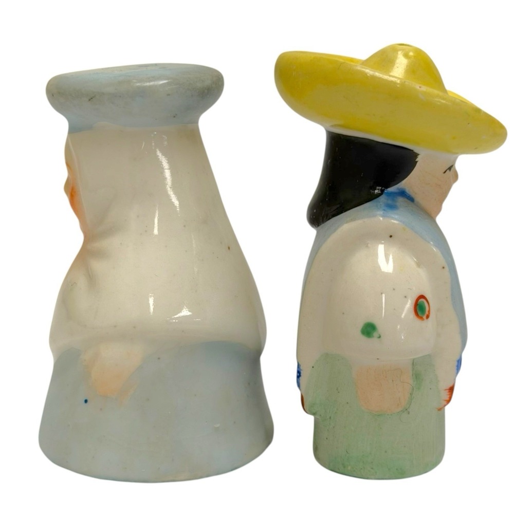 VTG Mexican Man & Woman Salt & Pepper Shakers w/stoppers Made In Occupied Japan - Picture 3 of 10